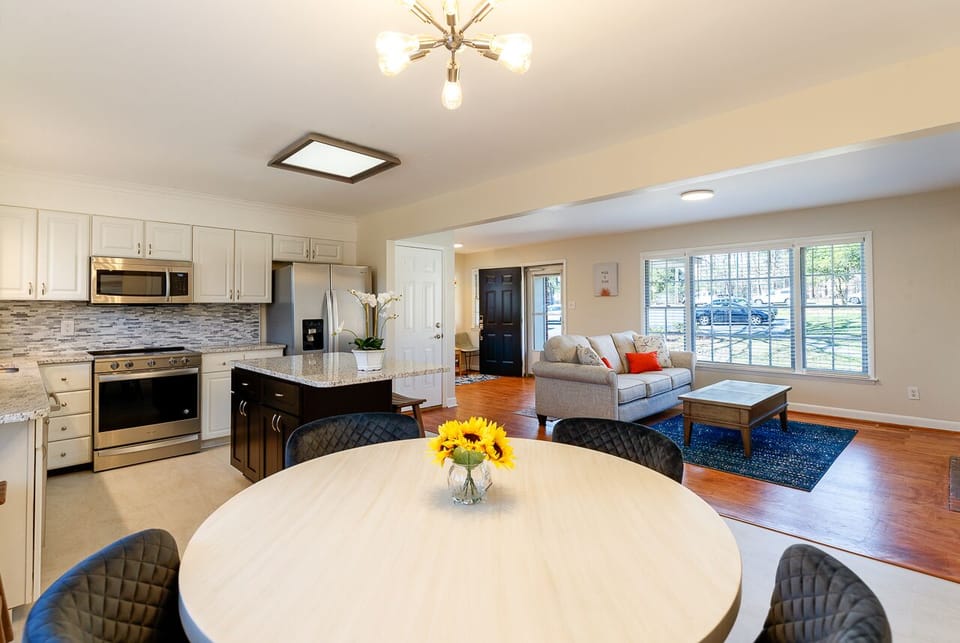 open kitchen and living room