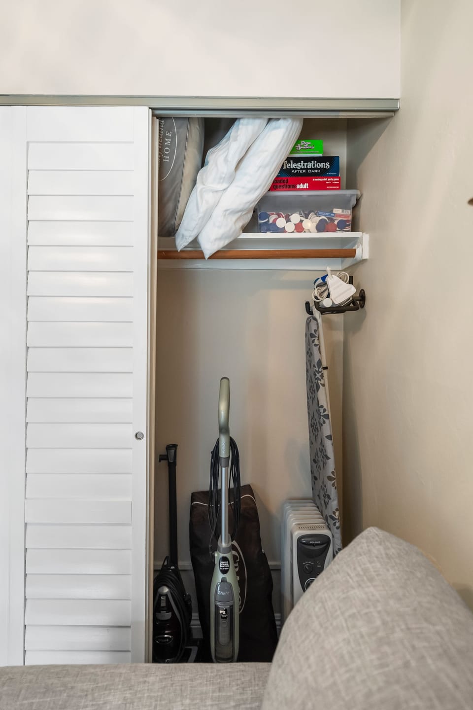 iron/ironing board, Pack 'N Play, folding high chair converter, 18+ board games