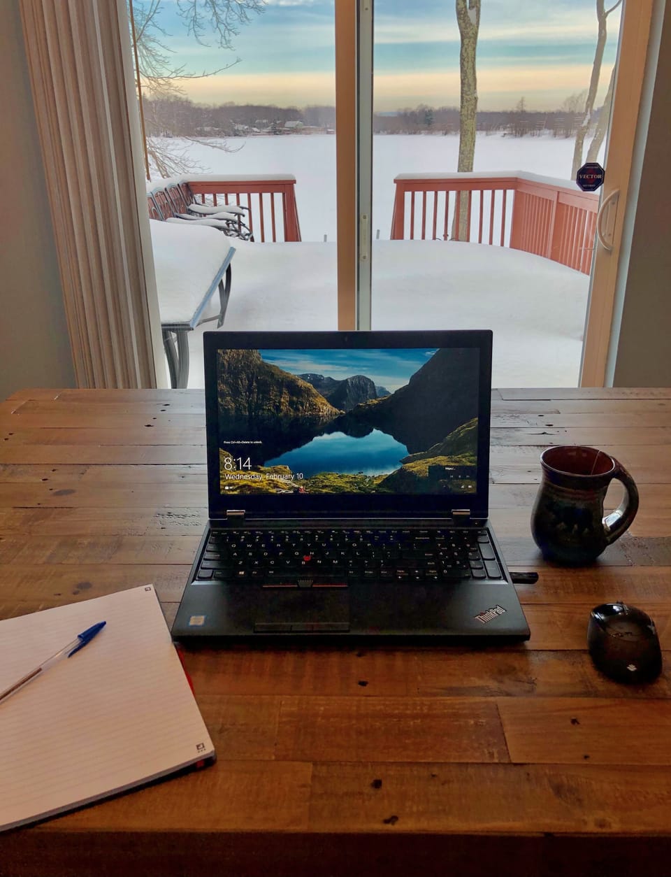 Enjoy a lake view while you remote work. Fastest internet available!