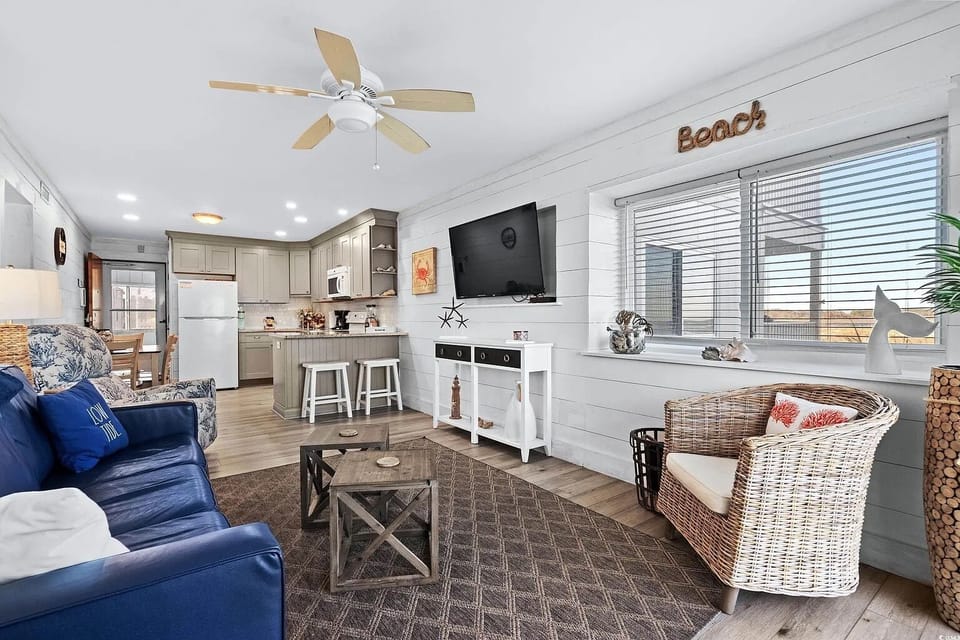 Smart TV and comfortable furniture in living area