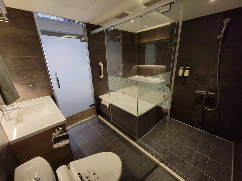 Simple Plus Double | Bathroom | Hair dryer, slippers, bidet, towels
