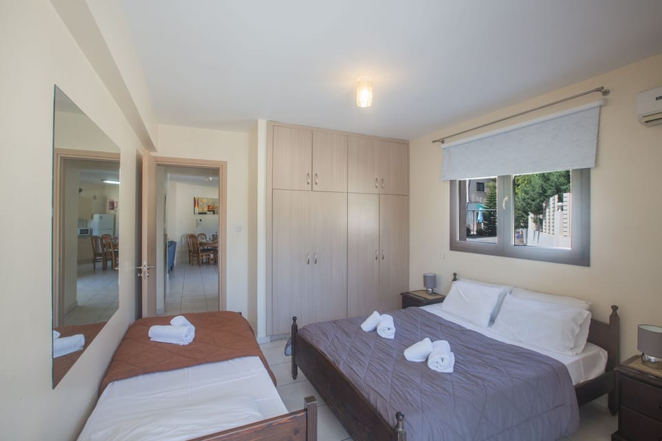 Bedroom 2 with double bed and single bed