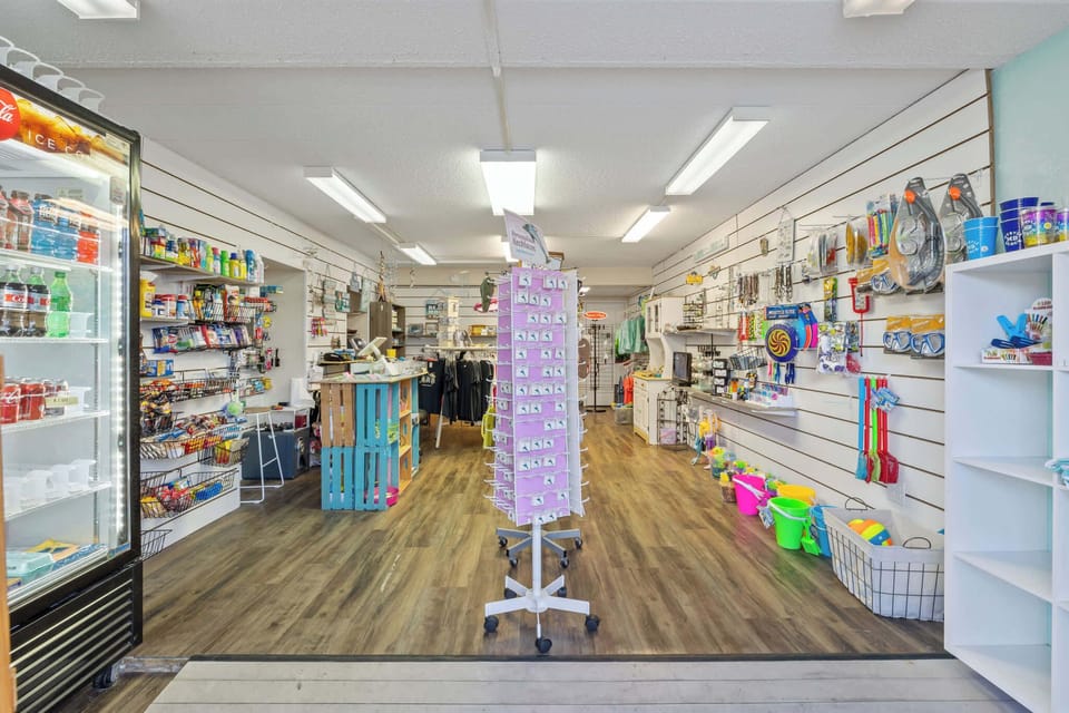 Grab beach essentials, snacks and drinks just down the building.