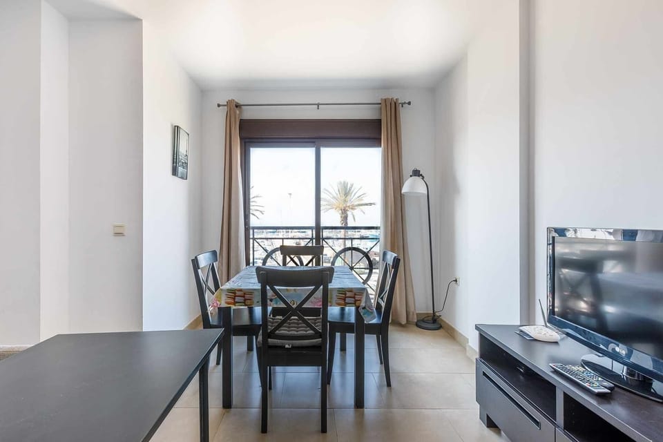 Living room with views of the marina