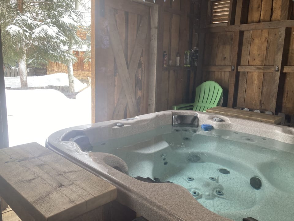 Relax in the hot tub after a long day playing!