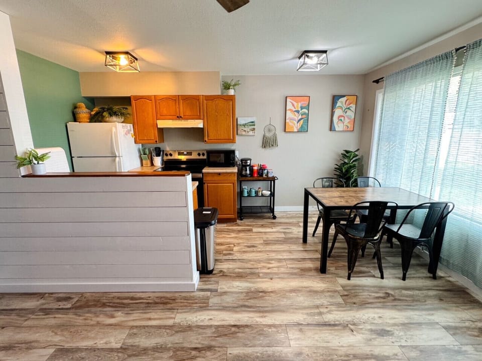 Open kitchen, living, dining layout for easy flow and plenty of bright light!