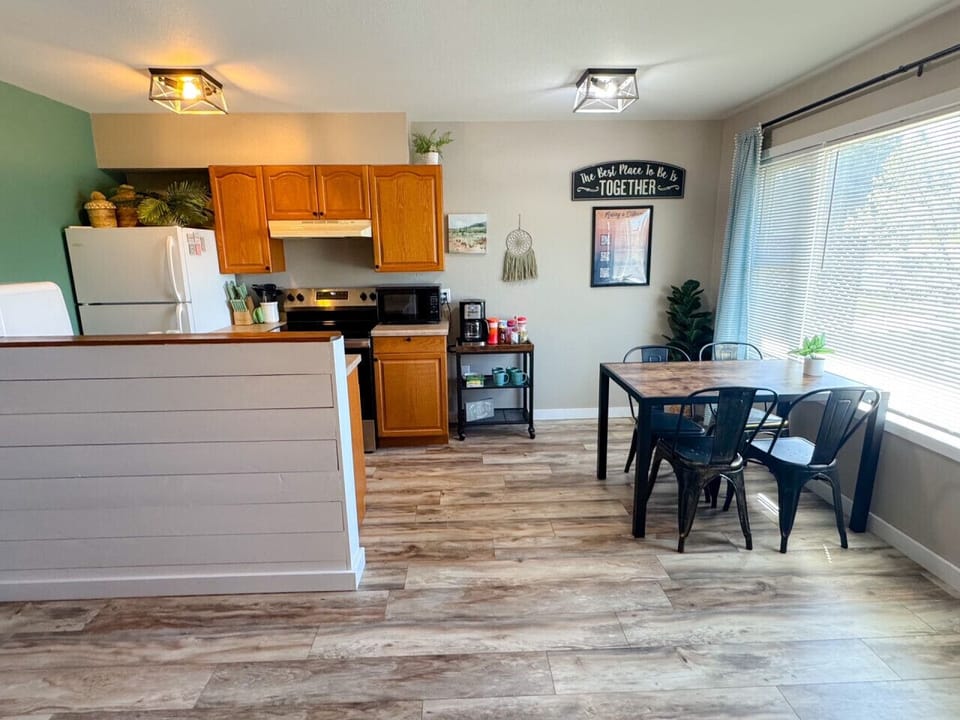 Open kitchen, living, dining layout for easy flow and plenty of bright light!