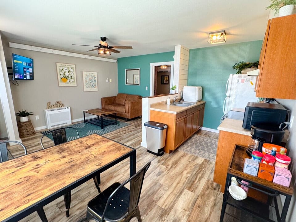 View from dining room - open to kitchen and living