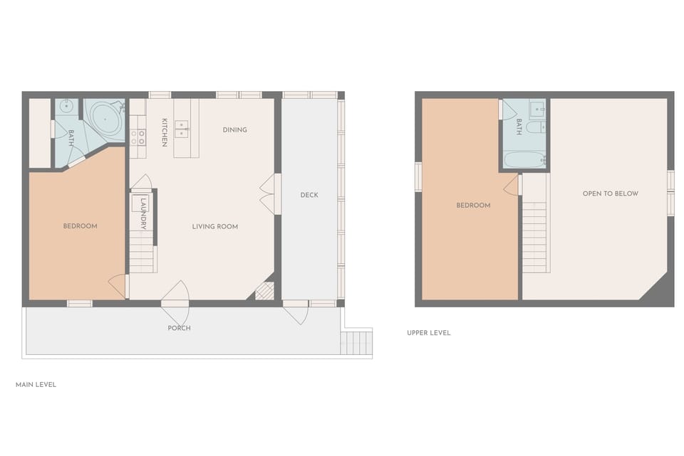 Floor plan, downstairs and upstairs