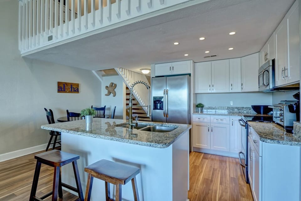 Kitchen and island