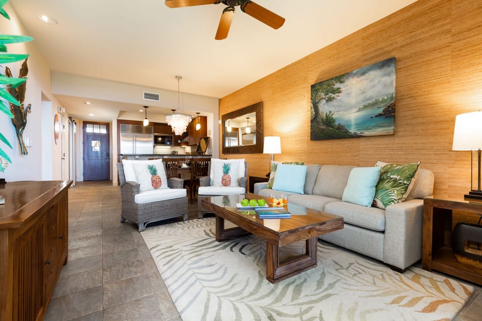 Living room with ocean views