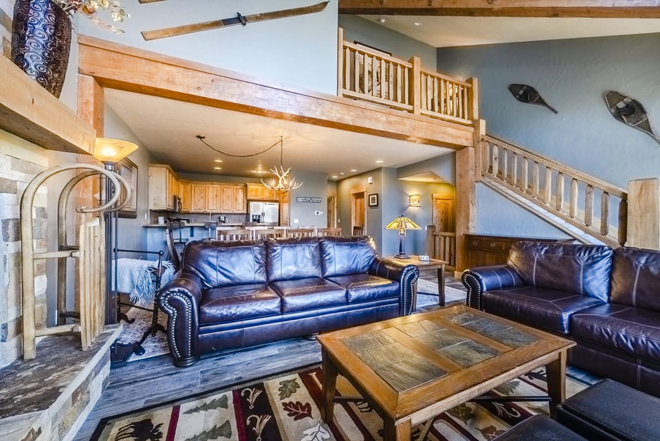 Living room - Spacious, mountain modern design. All the comforts of home. Gas fireplace. Large windows for plenty of natural light
