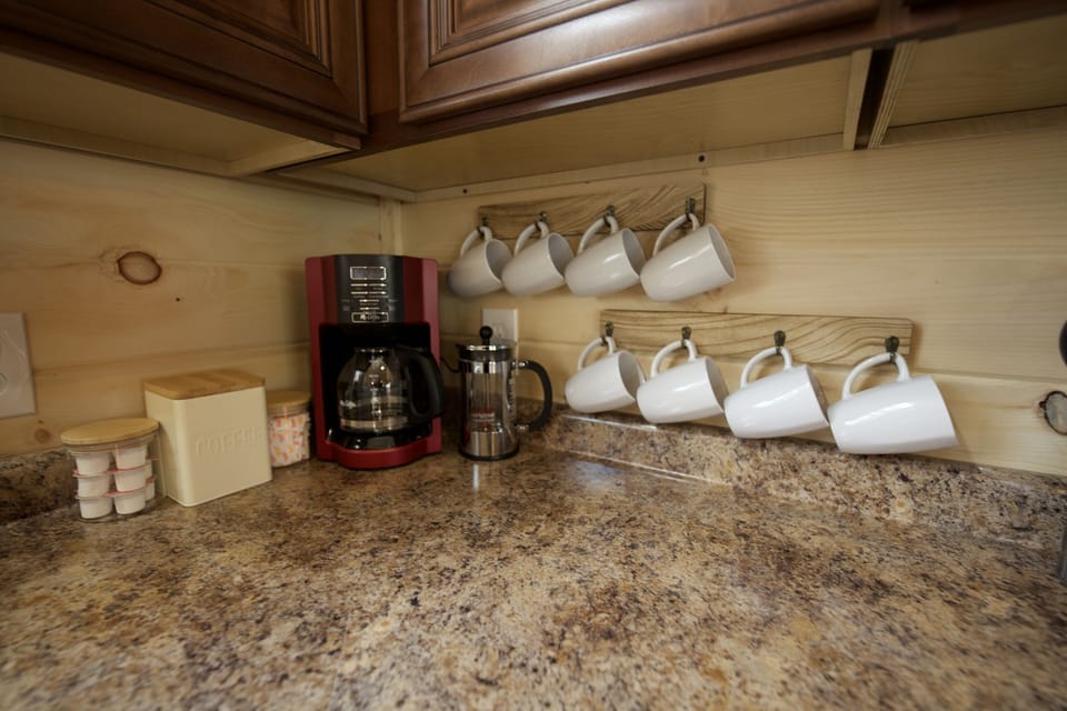 Coffee, cream, and sugar are provided.