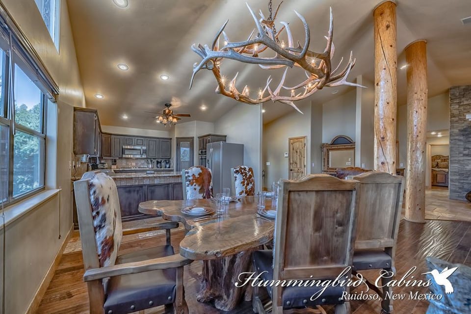 Dining room with kitchen.