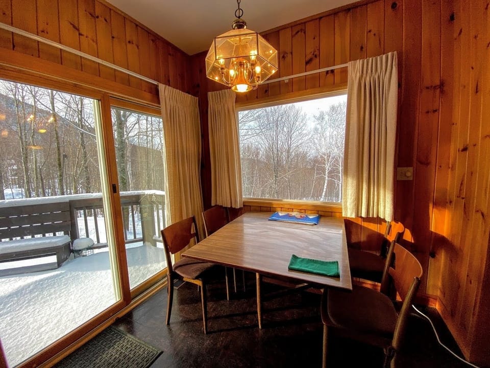 Inviting view of the dining room in winter time.