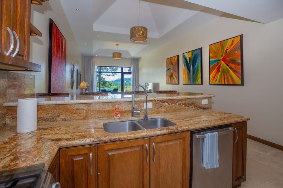 Kitchen view to living area