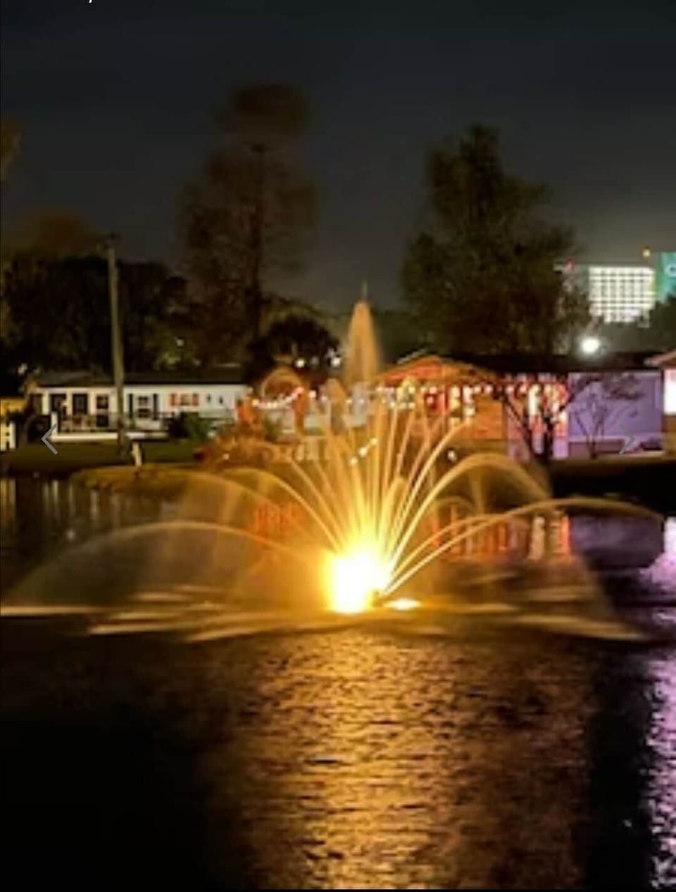 Beautiful site at night of fountain 