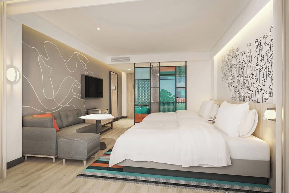 aloft Double Room, Room, 2 Double Beds, Pool View | In-room safe, desk, laptop workspace, iron/ironing board