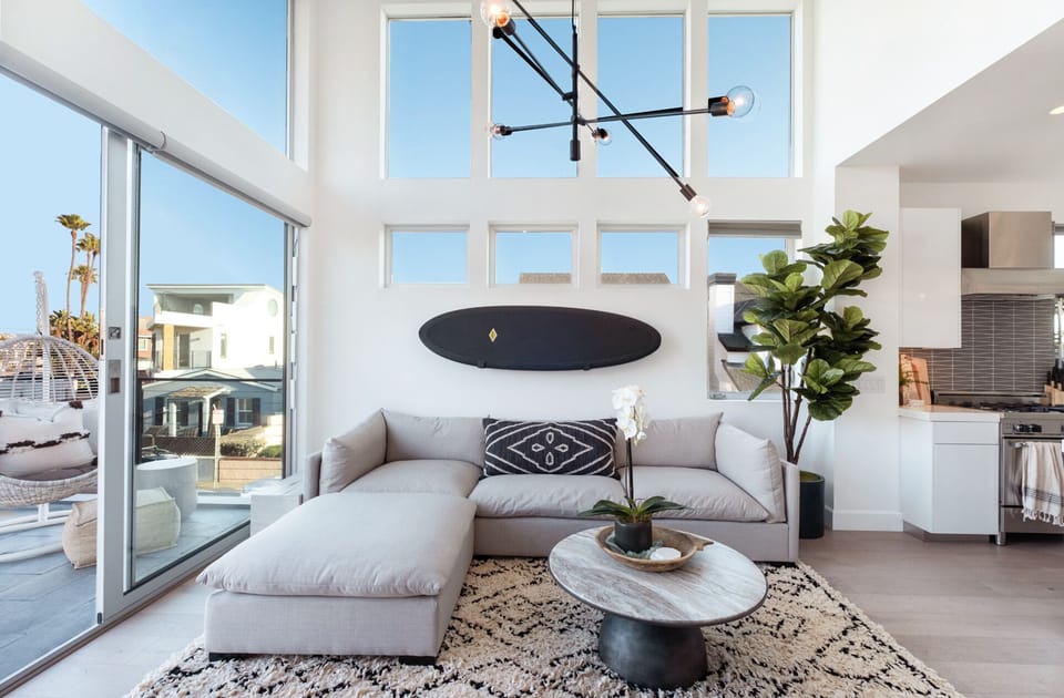 Family room with patio views of the park and also the bay