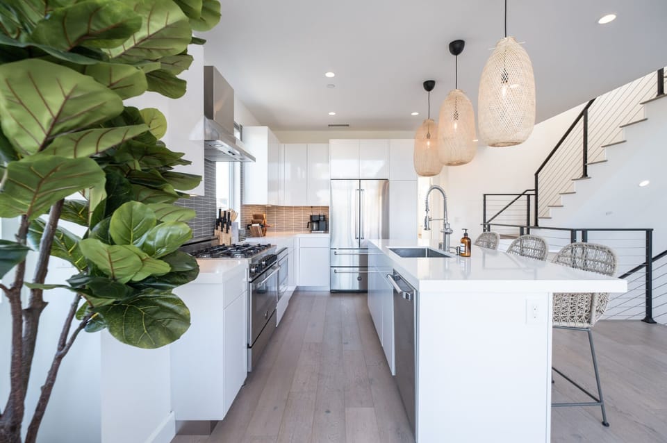 A fully stocked kitchen including Bertazzoni appliances 