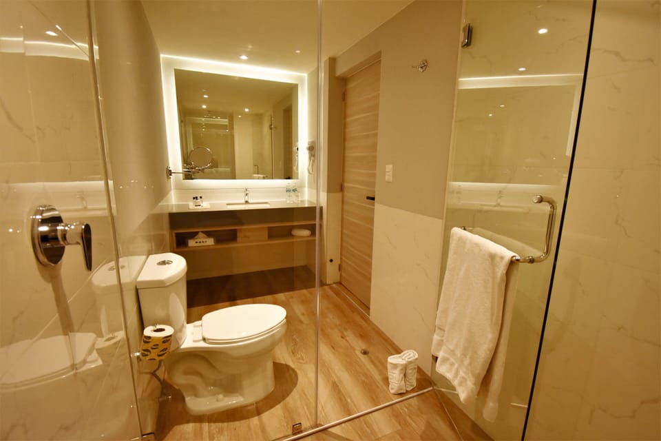 Premier Twin Room | Bathroom | Shower, rainfall showerhead, free toiletries, towels