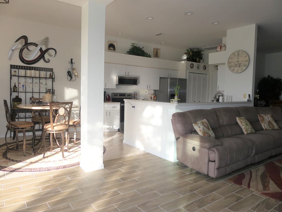Kitchen in background