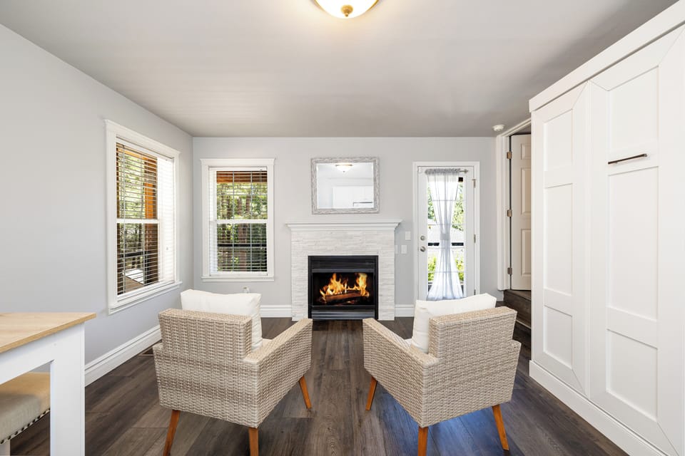 Lower level studio apartment with Murphy wall bed. 