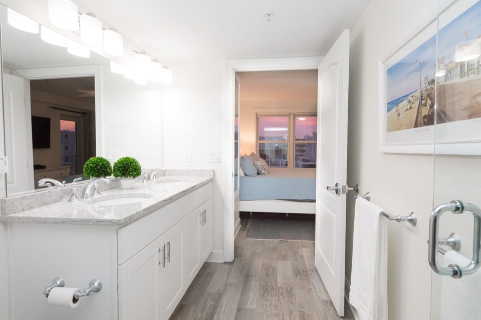 Don't worry if you forget something, nice  master bath with plenty of extras   