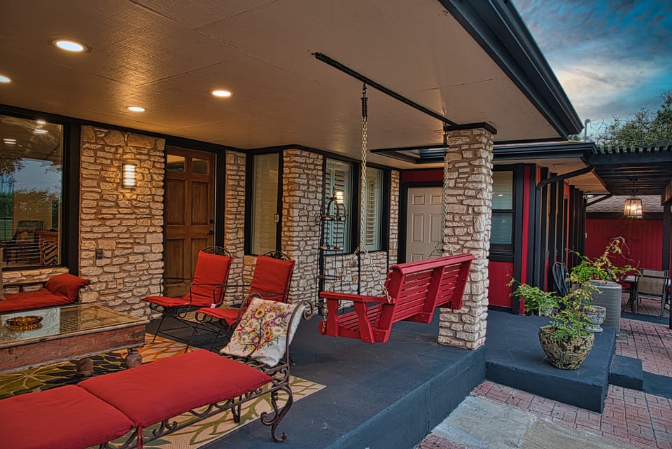 Enjoy the view from the back patio with family and friends.