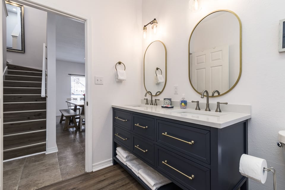 second bathroom on main floor with double vanity