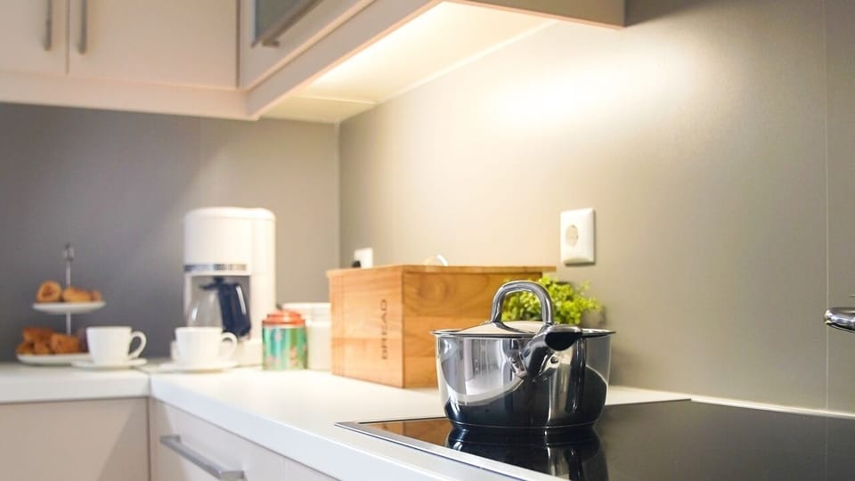 Villa | Private kitchen | Full-size fridge, microwave, oven, stovetop