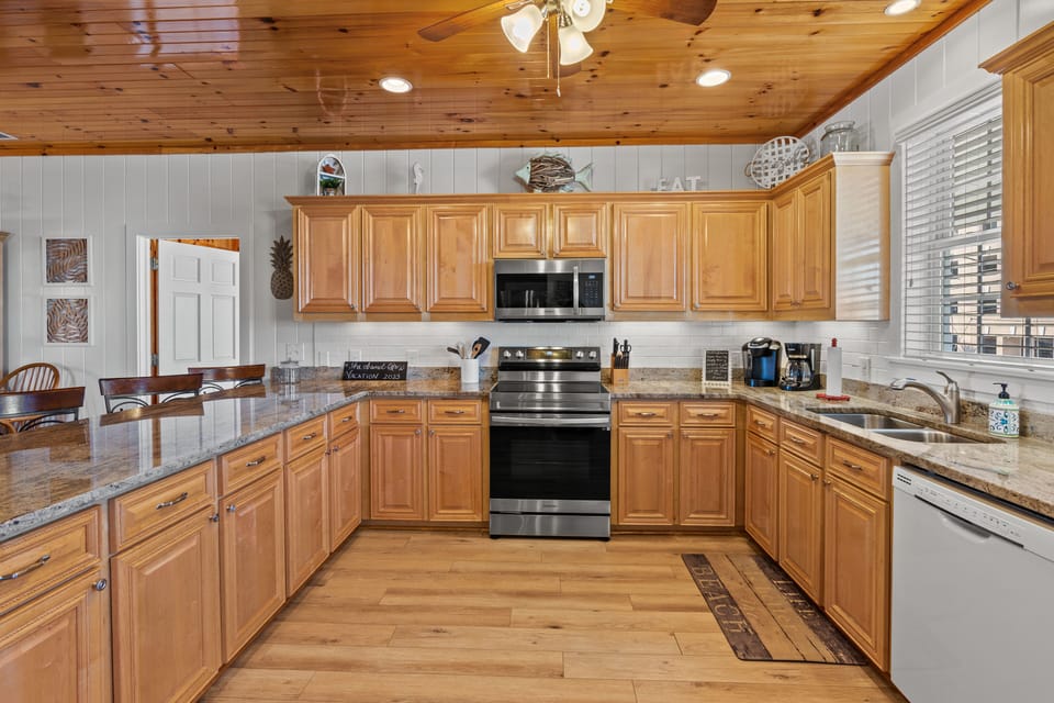 This spacious kitchen is perfect for the whole family to cook together.