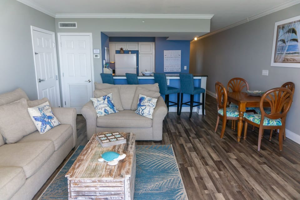Living and dining areas