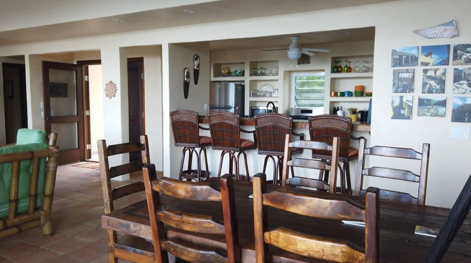 Dining room and kitchen.