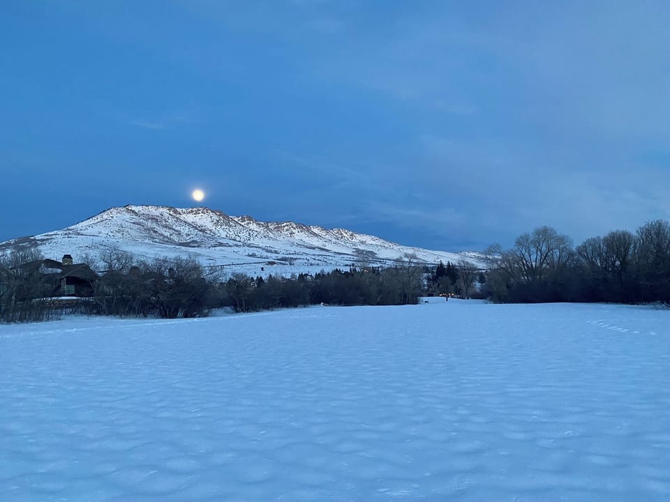 Full Moon Snowshoeing on Wolf Creek Golf Course just steps from the house.