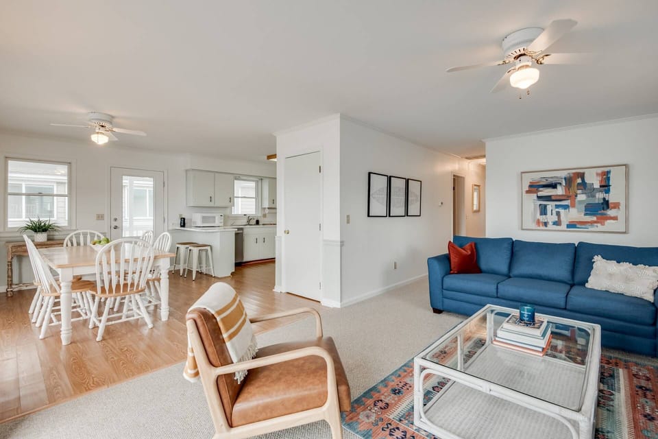 Open concept living room dining room.
