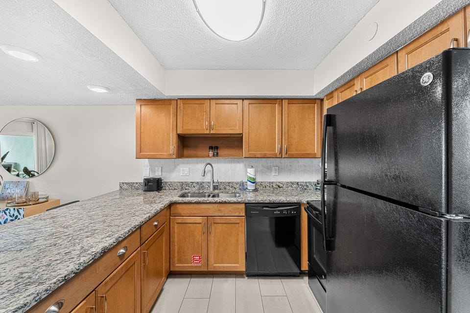 Kitchen with ample counter space and storage.
