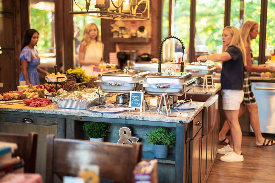 This kitchen really can handle the crowd and has ample room for all of your dining needs.