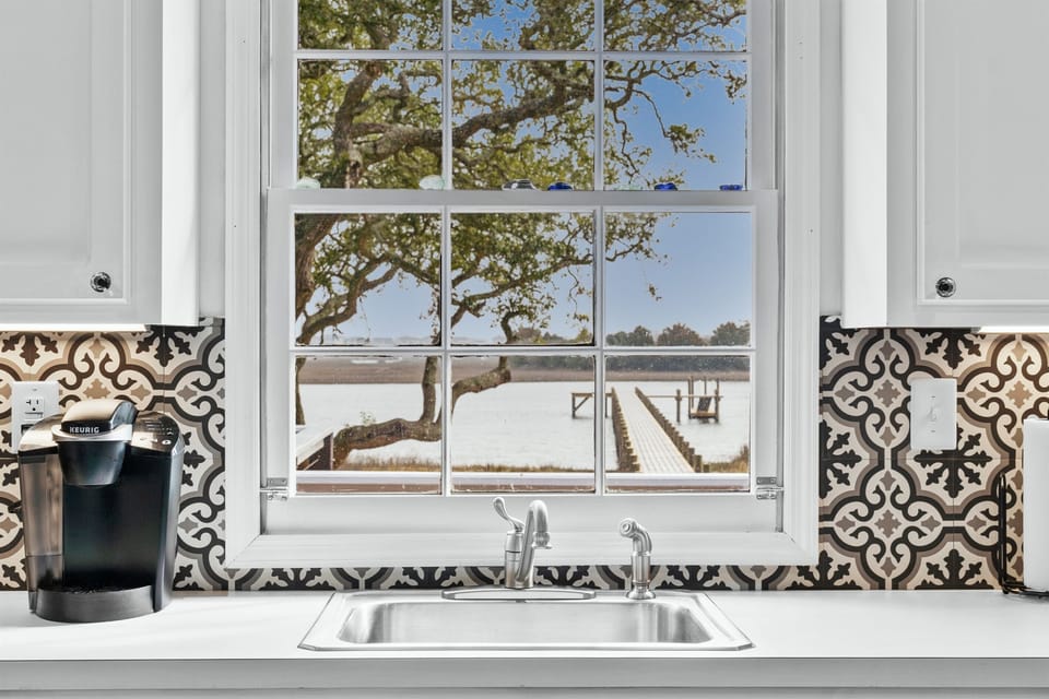 looking out the window of the kitchen will make you want to take a deep breath and smile