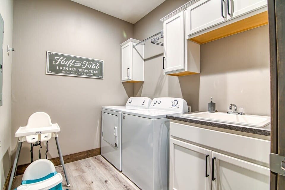 There is also a laundry room on the main floor with a full-size washer and dryer for all your laundry needs!