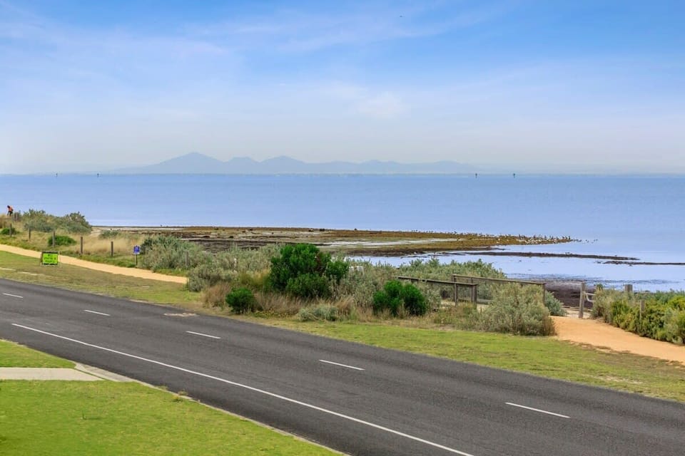 The beach is directly opposite, with foreshore trails for miles in either direction. Take in the views of the You Yangs and city skyline across the Bay