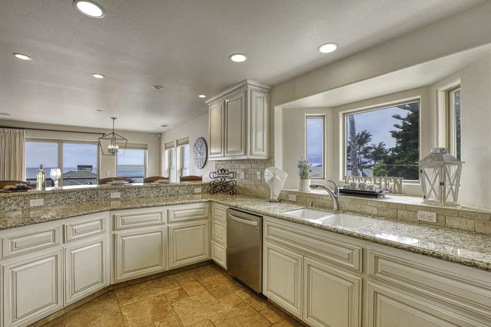 Kitchen with beautiful stainless steel appliances.