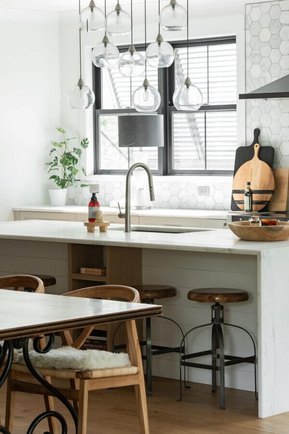 Kitchen with waterfall Island