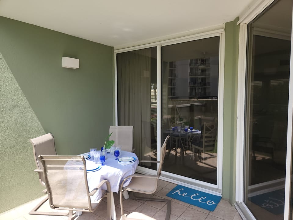 Outdoor covered patio offers a quiet and private area to relax