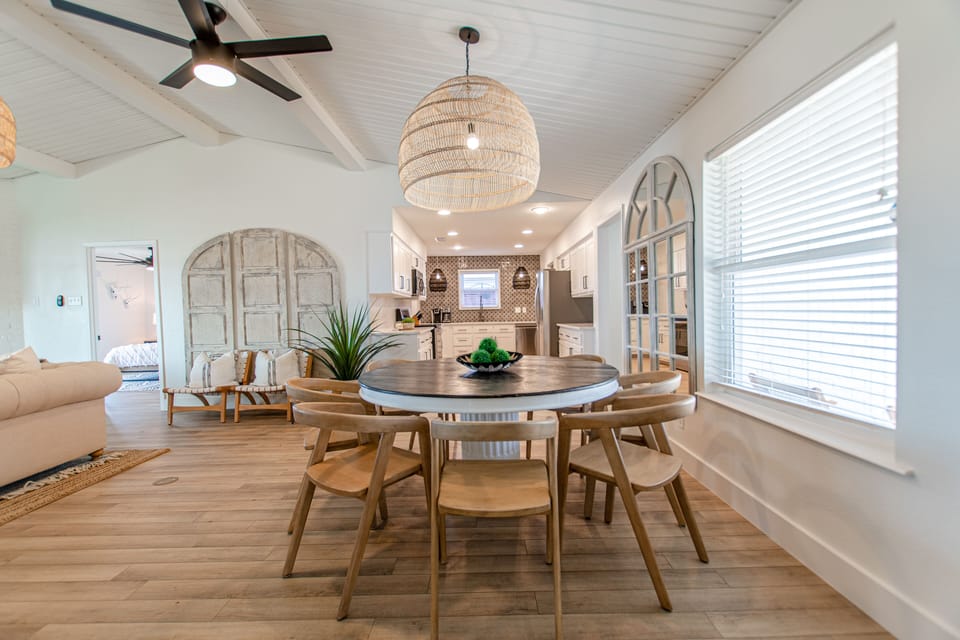 Large Breakfast table for meals and playing card games.