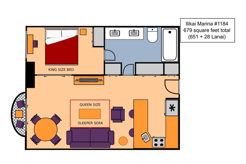 Ilikai Marina #1184 Floor Plan