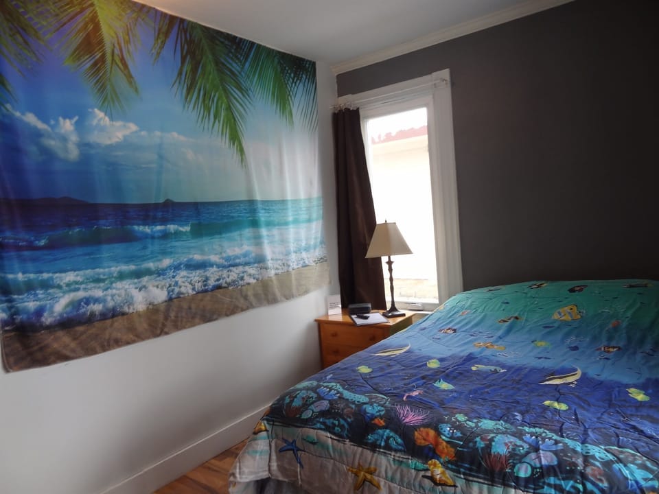 Main floor bedroom with Roku TV