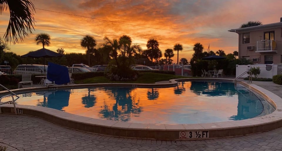 Pool at sunset