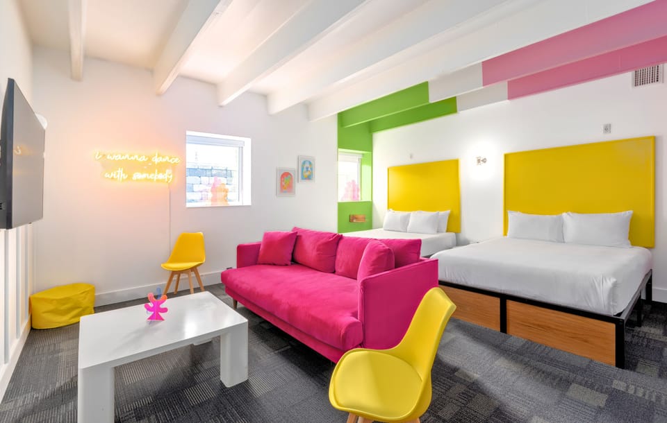 Room 115: Double Queen Suite | Hypo-allergenic bedding available, soundproofing, WiFi (free)