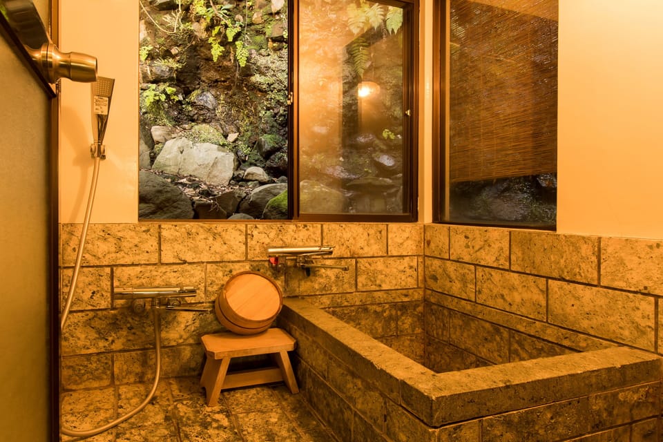 Separate tub and shower, free toiletries, electronic bidet, towels